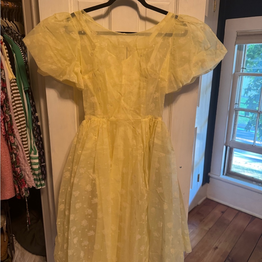 Vintage handmade yellow gardening themed dress